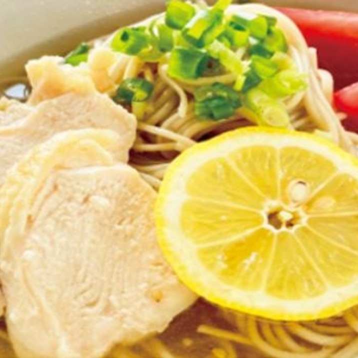 風味豊かな鶏ハムレモンのさっぱり黒豆そうめん